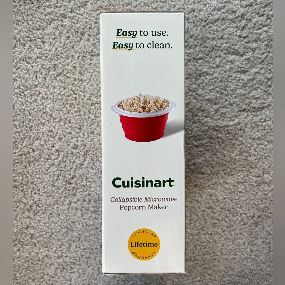 Cuisinart Red Collapsible Microwave Popcorn Maker Bowl - Snacks Treats Gift